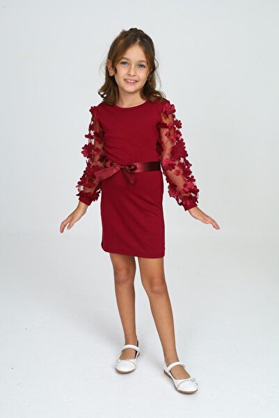 My Kids Wear Tulle Detailed Waist Tie Children's Dress