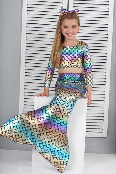 My Kids Wear Costum de baie și costum de sirenă cu mânecă lungă