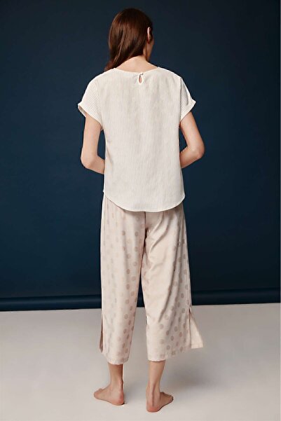 Bonnie Clyde Beige Viscose Women's Pajama Set - 30011