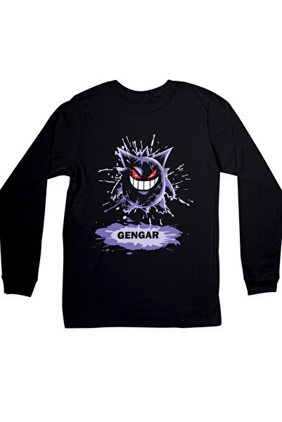 Texclusive تي شيرت بوكيمون جينجار أسود للأطفال بأكمام طويلة - للجنسين