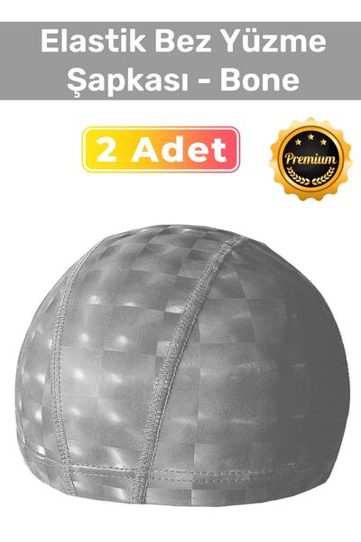 Carlburn Özel Üretim Su Geçirmez Yüzücü Havuz Deniz Bonesi Elastik Bez Yüzme Şapkası 2'li Set