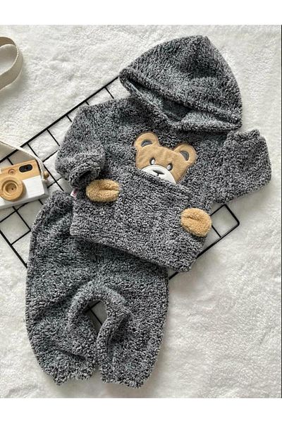 MeaShop Plush Teddy Bear Embroidered Hooded Baby & Kids Set / Wellsoft Fleece Fabric