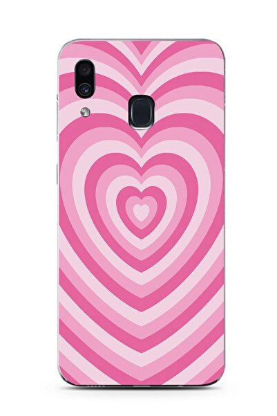 moonset Samsung Galaxy A20 / A30 Uyumlu Pembe Kalp Tasarımlı Baskılı Şeffaf T...
