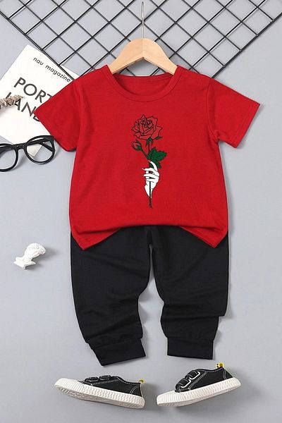 uyguntarz Kids Rose Bottom - Top Tracksuit Set