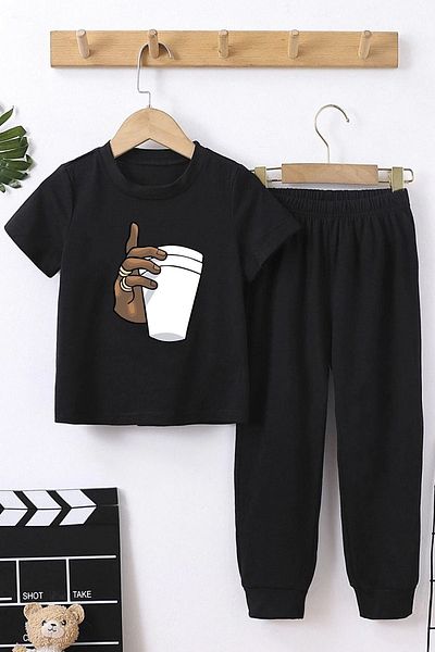 uyguntarz Kinder Tupac Coffee Bottom – Top-Trainingsanzug-Set