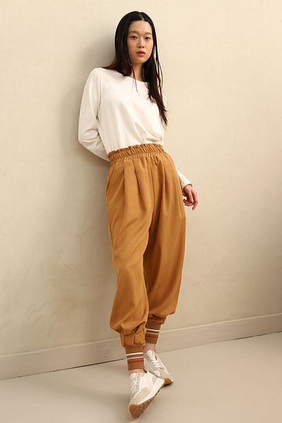 ALLDAY Παντελόνι Milk Coffee Ribbed Comfortable Fit