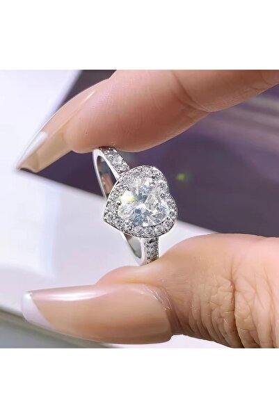 MRK Ρυθμιζόμενο γυναικείο δαχτυλίδι Heart Zircon Stone