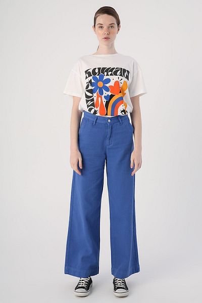 ALLDAY Pantaloni Indigo 100% bumbac cu buzunare late