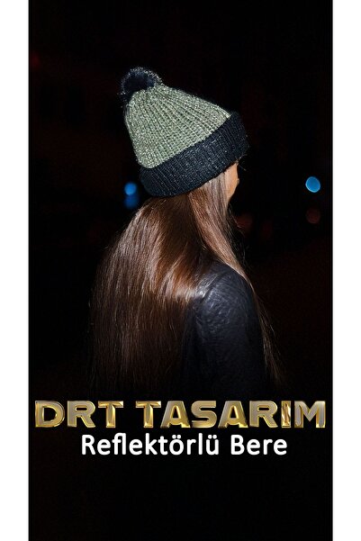 drt tasarım قبعة نسائية ذات طبقتين باللون الأخضر والأسود مع عاكسات ضوئية DRT-...