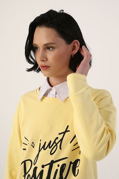 ALLDAY Light Yellow Cotton Comfortable Fit Printed Basic Tunic