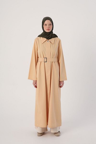 ALLDAY Μπεζ Κρυφό Παγιλό Ζώνη 100% Βαμβάκι Abaya