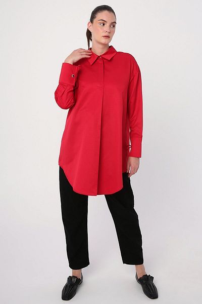 ALLDAY Red Sleeve Laced Pleated Tunic