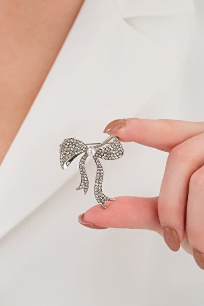 MRK Kadın Fiyonk Kurdele Taşlı Broş