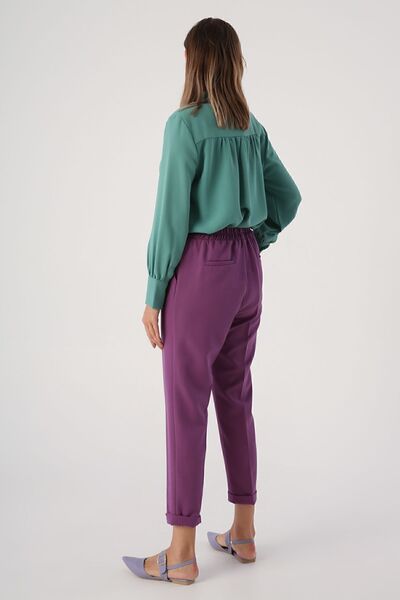 ALLDAY Dark Purple Pocket Elastic Waist Trousers