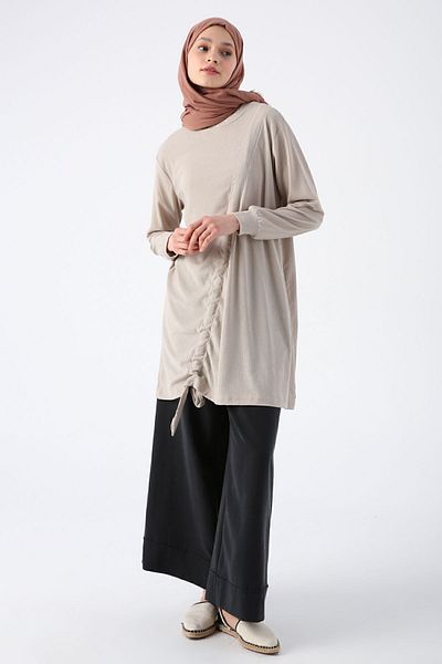 ALLDAY Stone Gathered Tie Λεπτομερής χιτώνας Crew Neck