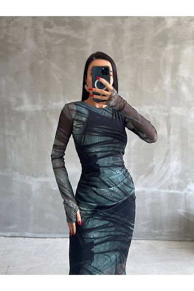 manana fashion Rochie midi cu căptușeală din tul cu decolteu rotund