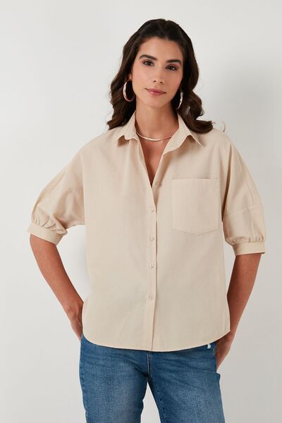 Lela Бавовняна сорочка з розслабленим кроєм і рукавами-крилами СОРОЧКА 669202132S4