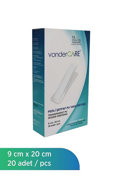 vonderCARE Transparent Sterile Transparent Wound Cover with Pad (9CM X 20CM)