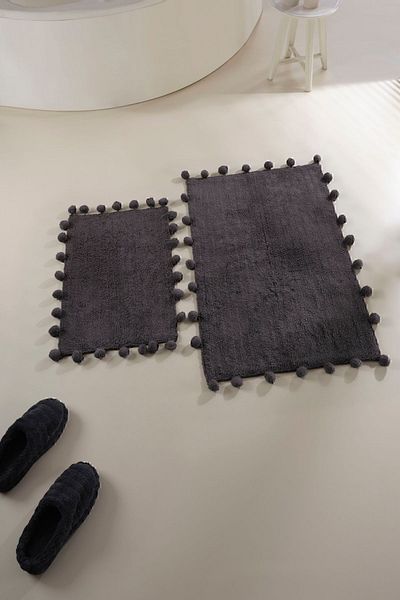İrya سجادة حمام أليا 100% قطن أنثراسايت 40x60+60x90