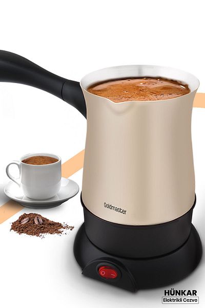 GOLDMASTER Hünkar Cream Stainless Steel 5-Cup Capacity Electric Coffee Pot