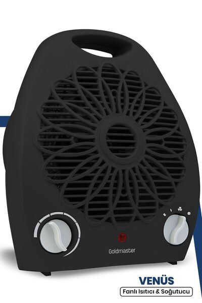 GOLDMASTER Venüs 2000 Watt Isıya Dayanıklı Sıcak,Ilık,Soğuk Devrilme Emniyetli Isıtıcı Fan Siyah