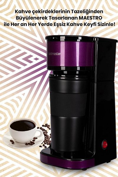 GOLDMASTER Maestro Personal Filter Coffee Machine with Washable Filter and Thermos Cup that Brews in 4 Minutes