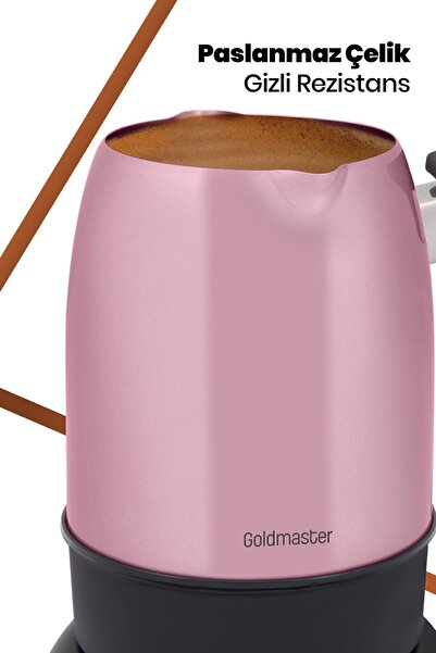 GOLDMASTER Foam Mother of Pearl Pink Double Mouth Stainless Steel Electric Coffee Pot