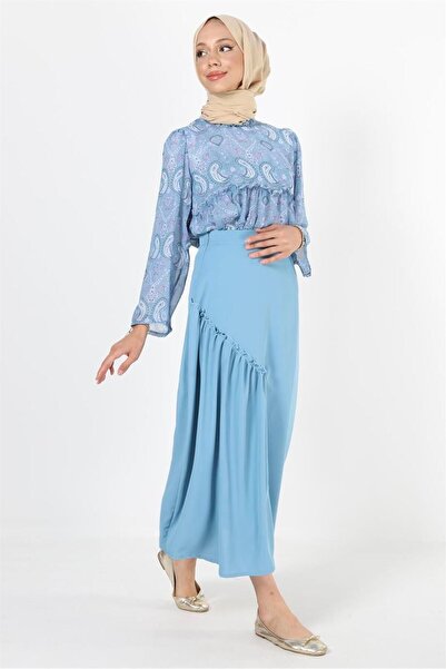 Plistre 2119_büzgülü Tesettür Etek