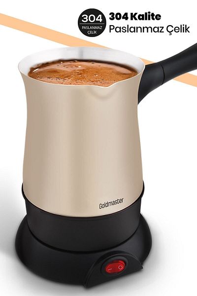 GOLDMASTER Hünkar Cream Stainless Steel 5-Cup Capacity Electric Coffee Pot