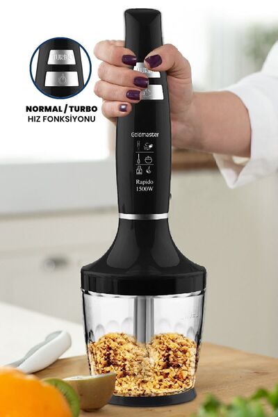 GOLDMASTER رابيدو 1500 واط الفولاذ المقاوم للصدأ محرك قوي توربو سرعة قابل للتعديل 3 في 1 مجموعة خلاط Gm7265