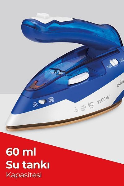 Evia Holiday Ea-4603 Travel Iron with Shock Steam Foldable Vertical Ironing Feature