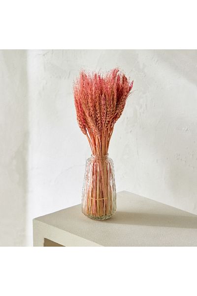 Home Box Medley Dried Wheat Grass Bunch in Glass Bottle - 35 cm