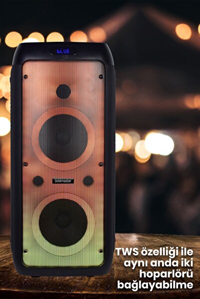 GOLDMASTER Taşınabilir Şarj Edilebilir Party Box Işıklı Bluetooth Hoparlör