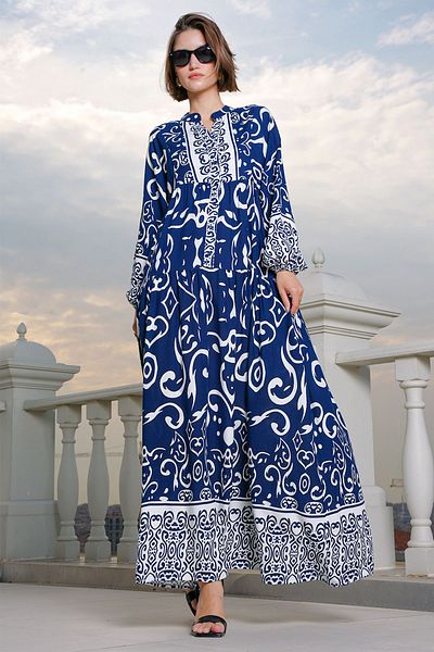 Bigdart Φόρεμα 2423 με αυθεντικό σχέδιο - P. Navy Blue