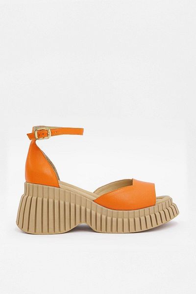NILUFARR Cappy Genuine Leather Orange Heeled Women's Sandals