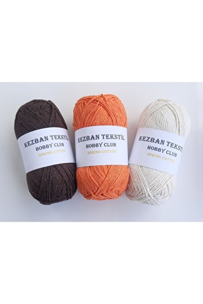 TıkTık AL 3lü %100 Pamuk Punch (panç) Ve Amigurumi Ipi Seti (kahve-turuncu-krem)