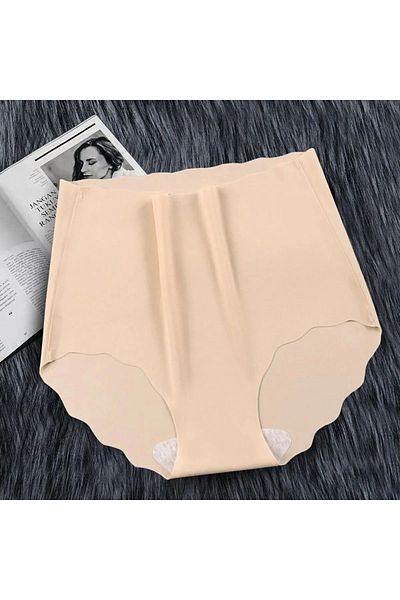 SWEETKORSE Slip cu talie înaltă, elastic, fără urme, fără sudură - transparent, elastic subțire, respirabil, culoare carne