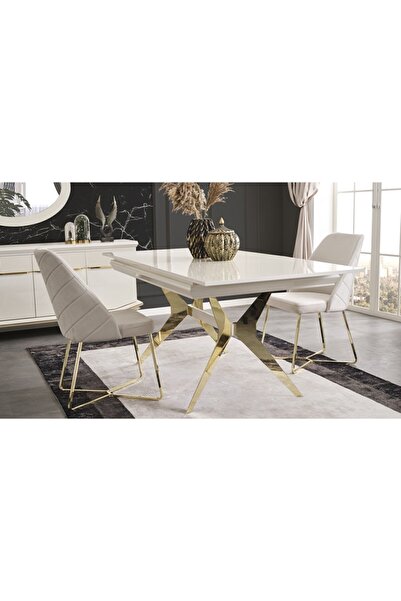 Yıldız Mobilya Clara Ekru Gold Masa Takımı