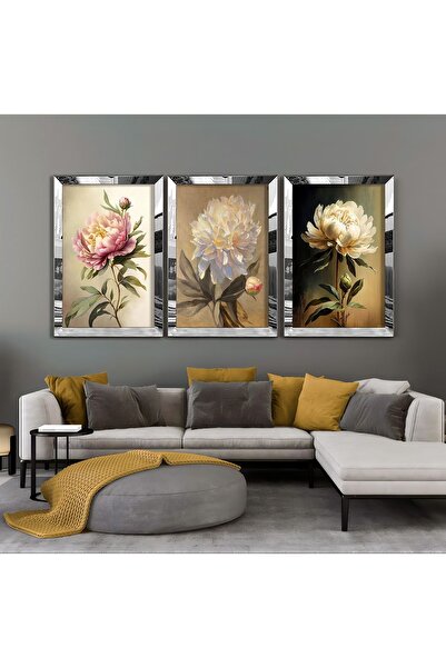 Harikabirev | Combinație de flori roz-alb | Tablou MDF cu rama din plexiglas 3dky