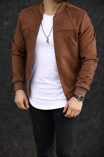BASEL.CO Pánská bunda Tan Suede College Jacket