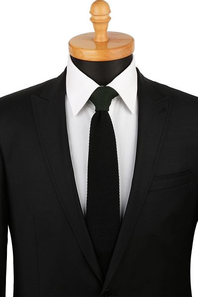 La Pescara Men's Black - Green Plain Knitted Tie Knitted 8280 KRVT8690002221432