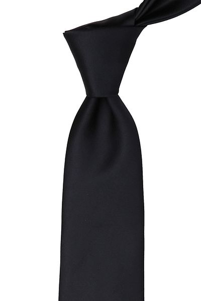 La Pescara Plain Satin Black Tie with Handkerchief 1111