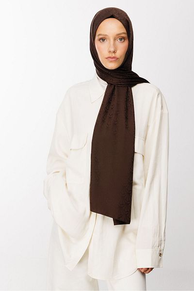 Mooncorn Σάλι ζακάρ με μοτίβο Lotus Bitter Brown