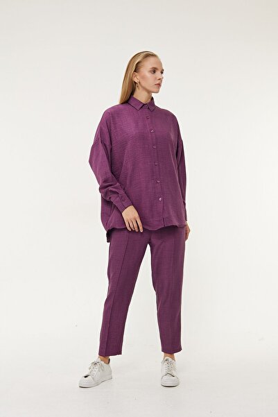 SIMO CLUB KADIN SOFYA KETEN GÖMLEK PANTOLON TAKIM