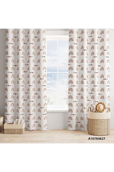 A2ZTR Rainbow and Clouds Pattern Digital Printed Background Curtain (Two Wings)