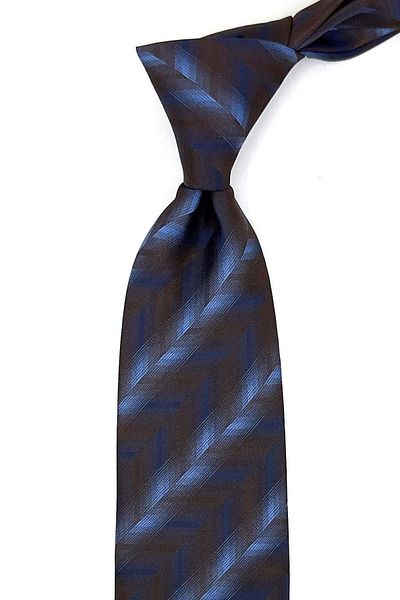 Kravatkolik Brown Motif Pattern Classic Tie with Handkerchief Kk11323