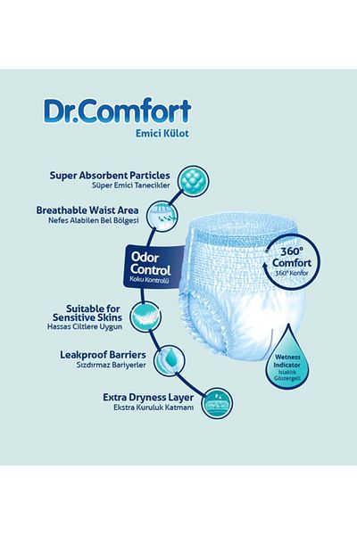 Dr.Comfort Adult Absorbent Patient Diaper Panties - M-Medium 30 Pieces Single Pack