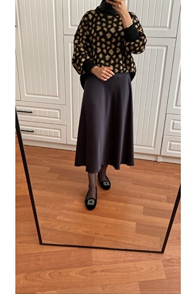 TEKSTİLCİ Siyah Ipek Saten Etek