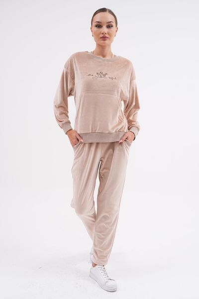 WestBound Σετ γυναικεία αθλητική φόρμα Soft Velvet Printed - ΜΠΕΖ