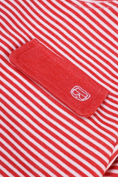 zepkids Crew Neck Long Sleeve Striped Red Color Boy's Tracksuit Set